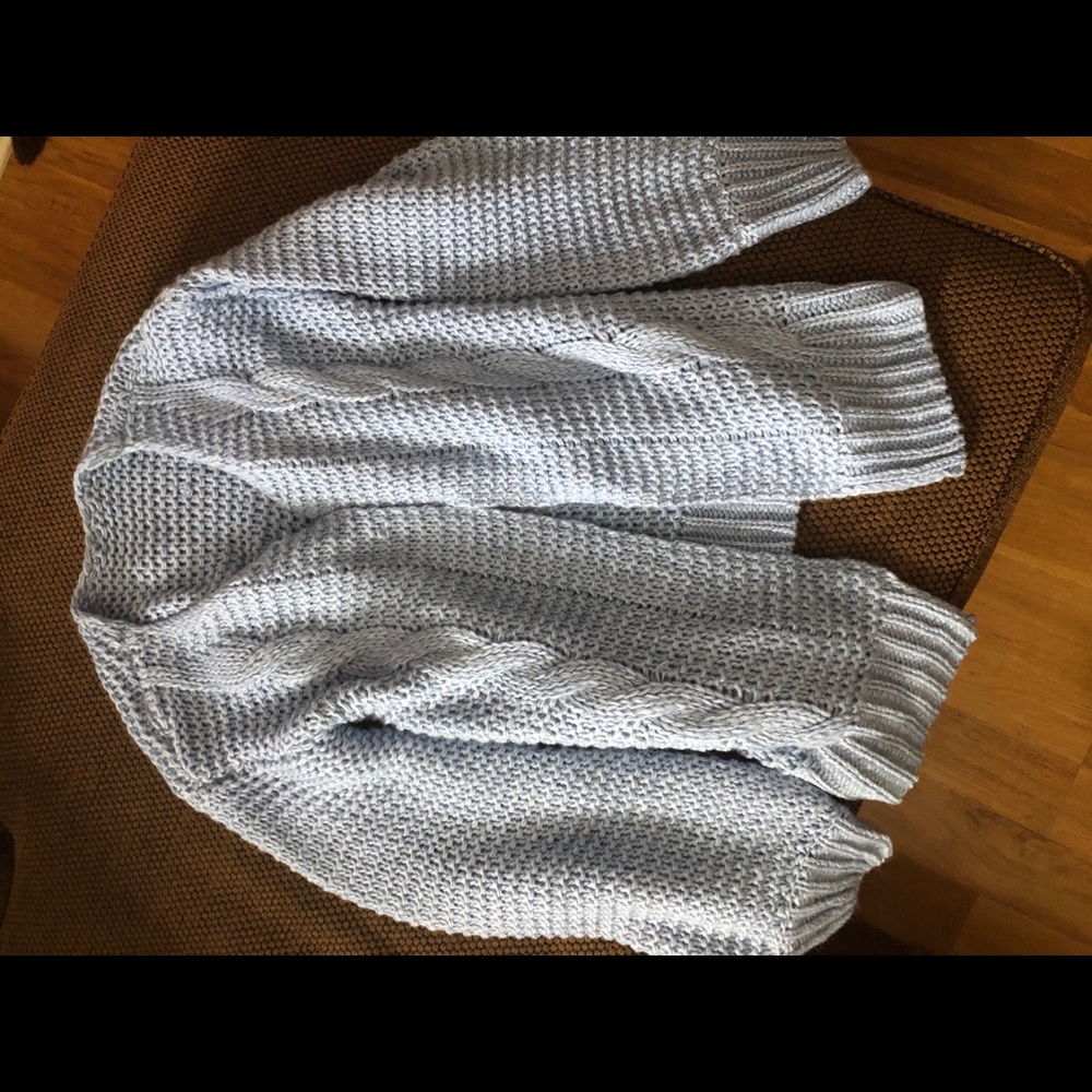 Knitted cardigan sweater light blue